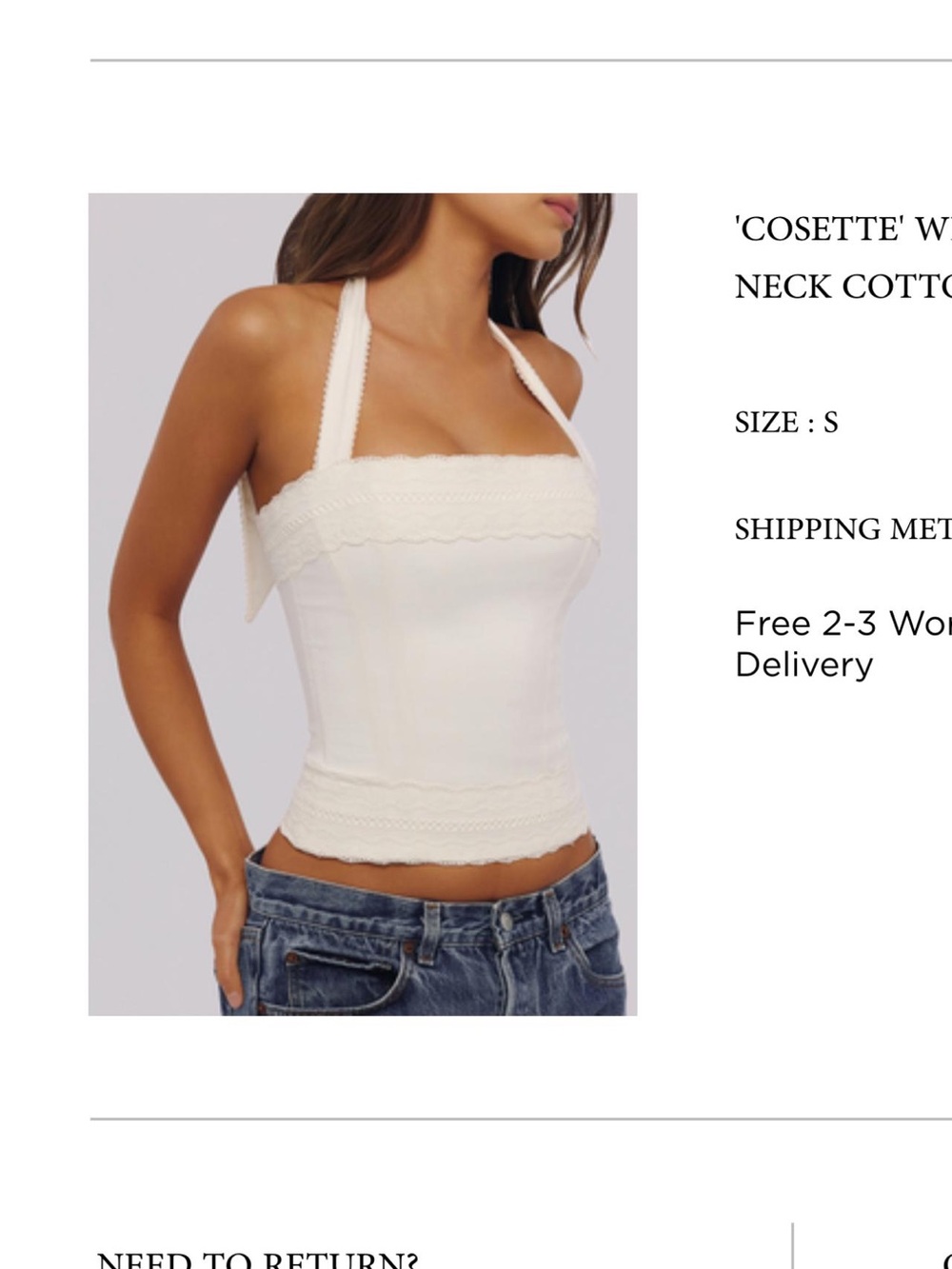 House of CB COSETTE' WHITE HALTER NECK COTTON TOP